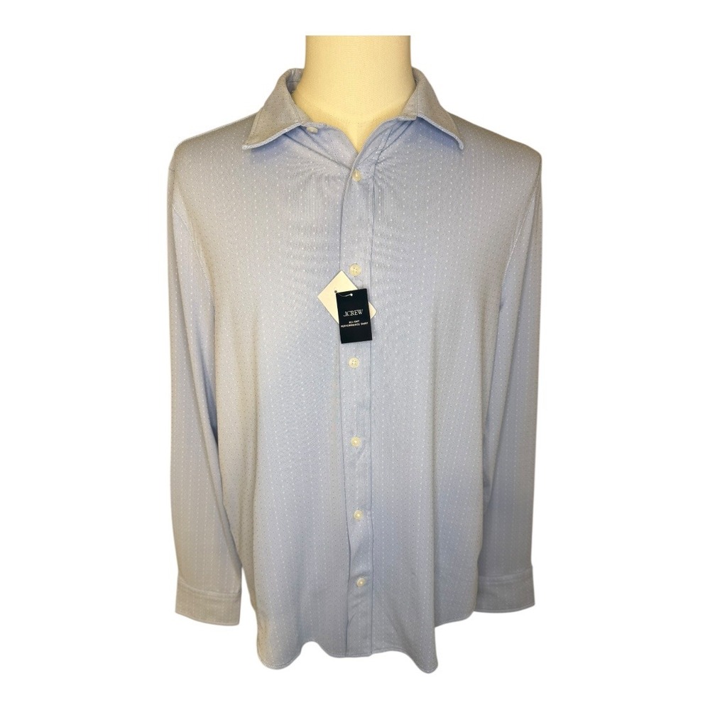 J. Crew Dobby All-day Performance Shirt White Steely Ocean Dobb Men's Medium